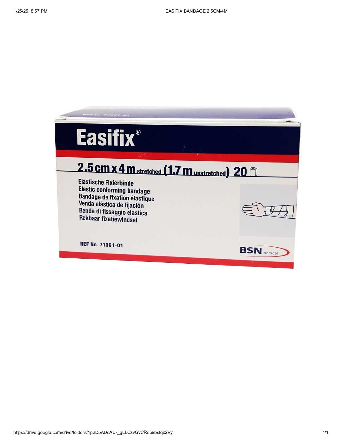EASIFIX BANDAGE 2.5CM/4M