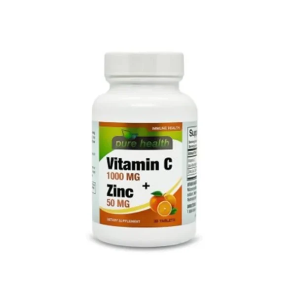 PURE HEALTH VIT C 1000MG+ZINC 50 MG 30 TAB